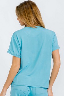 Women's Everyday French Terry Tee with Rolled Sleeves style 2