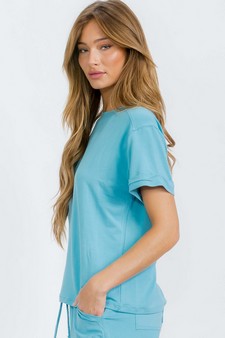Women's Everyday French Terry Tee with Rolled Sleeves style 3