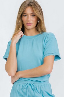 Women's Everyday French Terry Tee with Rolled Sleeves style 4