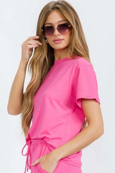 Women's Everyday French Terry Tee with Rolled Sleeves style 3