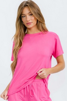 Women's Everyday French Terry Tee with Rolled Sleeves style 4