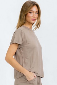 Women's Everyday French Terry Tee with Rolled Sleeves style 3