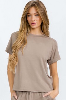 Women's Everyday French Terry Tee with Rolled Sleeves style 4
