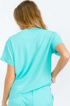 Women's Everyday French Terry Tee with Rolled Sleeves style 2