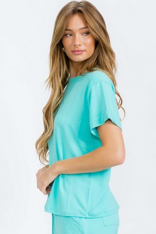 Women's Everyday French Terry Tee with Rolled Sleeves style 3