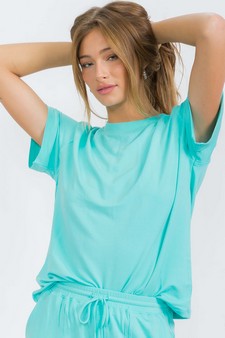 Women's Everyday French Terry Tee with Rolled Sleeves style 4