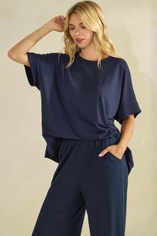 Women's Effortlessly Relaxed Fit UltraSoft Top and Cropped Pants Set style 4