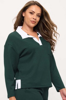 Women's Classic Contrast Two-Tone Collared UltraComfy Top