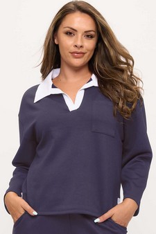 Women's Classic Contrast Two-Tone Collared UltraComfy Top