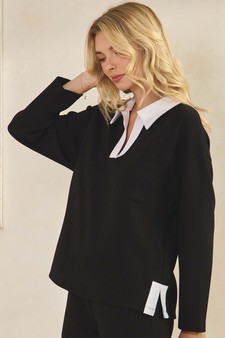 Women's Classic Contrast Two-Tone Collared UltraComfy Top style 3