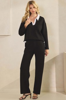 Women's Classic Contrast Two-Tone Collared UltraComfy Top style 5