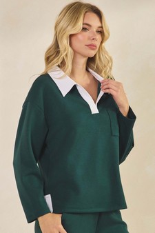Women's Classic Contrast Two-Tone Collared UltraComfy Top style 3