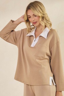 Women's Classic Contrast Two-Tone Collared UltraComfy Top style 3