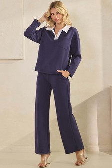 Women's Classic Contrast Two-Tone Collared UltraComfy Top style 5