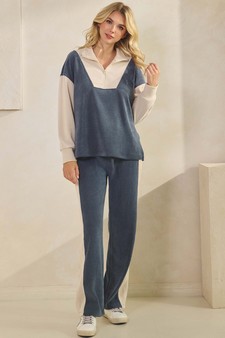 Women's Relaxed Fit Colorblock Corduroy Set style 5