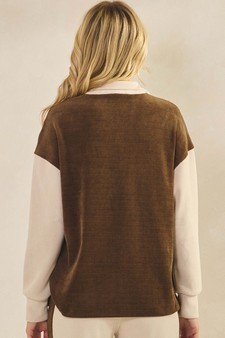 Women's Relaxed Fit Corduroy Two-Tone Quarter Zip Pullover style 2