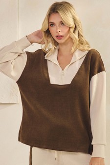 Women's Relaxed Fit Corduroy Two-Tone Quarter Zip Pullover style 4