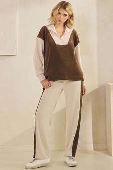 Women's Relaxed Fit Corduroy Two-Tone Quarter Zip Pullover style 5