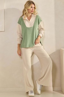 ETA 09/11/25 -  Women's Relaxed Fit Corduroy Two-Tone Quarter Zip Pullover style 5