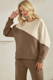 Women’s Asymmetrical Two Tone Top Corduroy Set style 4