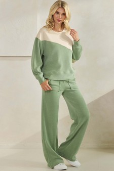 Women’s Asymmetrical Two Tone Top Corduroy Set style 3
