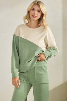 Women’s Asymmetrical Two Tone Top Corduroy Set style 4