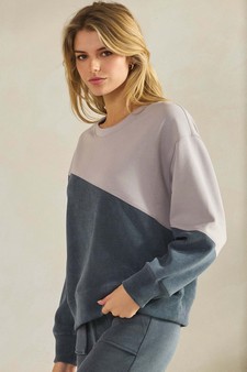 ETA 09/18/25 - Women’s Asymmetrical Two Tone Corduroy Pullover Sweatshirt style 3
