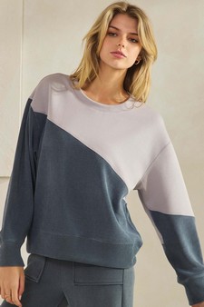 ETA 09/18/25 - Women’s Asymmetrical Two Tone Corduroy Pullover Sweatshirt style 4