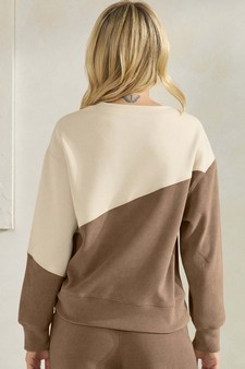 Women’s Asymmetrical Two Tone Corduroy Pullover Sweatshirt style 2