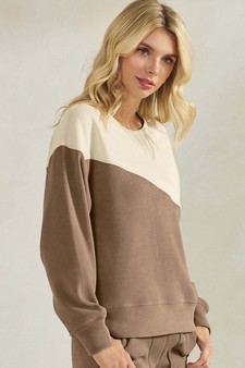 Women’s Asymmetrical Two Tone Corduroy Pullover Sweatshirt style 3