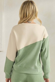 Women’s Asymmetrical Two Tone Corduroy Pullover Sweatshirt style 2