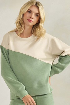 Women’s Asymmetrical Two Tone Corduroy Pullover Sweatshirt style 4