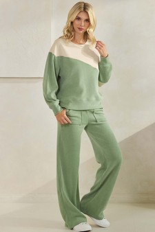 Women’s Asymmetrical Two Tone Corduroy Pullover Sweatshirt style 5