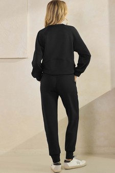Women’s Solid Crewneck UltraComfy Short Top and Jogger Set style 2