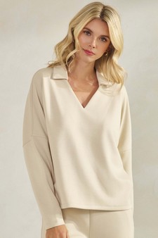 ETA 09/25/25 - Women's Timeless Elegance Collared V-Neck UltraComfy Top