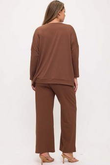 Women's Relaxed Peach Skin Top and Bottom Set style 2