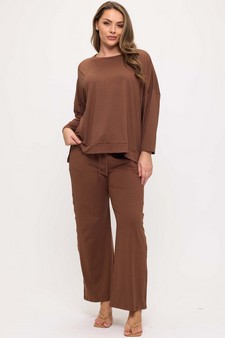 Women's Relaxed Peach Skin Top and Bottom Set