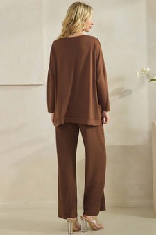 Women's Relaxed Peach Skin Top and Bottom Set style 2