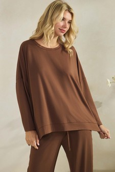 Women's Relaxed Peach Skin Top and Bottom Set style 4