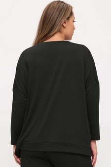 Women's Peach Skin Long Sleeve Relaxed Fit Top style 2