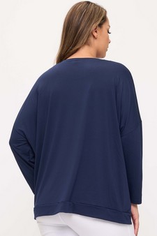 Women's Peach Skin Long Sleeve Relaxed Fit Top style 2