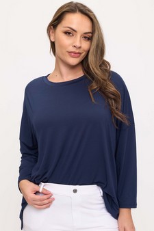 Women's Peach Skin Long Sleeve Relaxed Fit Top style 4