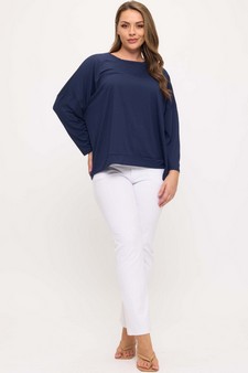 Women's Peach Skin Long Sleeve Relaxed Fit Top style 5