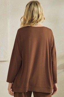 Women's Peach Skin Long Sleeve Relaxed Fit Top style 2