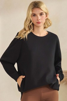 ETA 11/11/25 - Women's Soft Cotton Modal Long Sleeve Crew Top with Pockets style 4