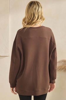 ETA 10/30/25 - Women's Soft Cotton Modal Long Sleeve Crew Top with Pockets style 2