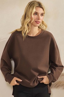 ETA 10/30/25 - Women's Soft Cotton Modal Long Sleeve Crew Top with Pockets style 4