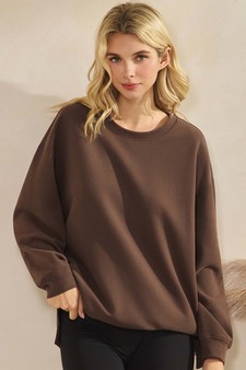 ETA 10/30/25 - Women's Soft Cotton Modal Long Sleeve Crew Top with Pockets