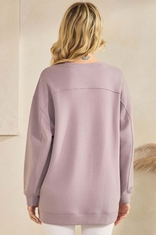 ETA 10/30/25 - Women's Soft Cotton Modal Long Sleeve Crew Top with Pockets style 2
