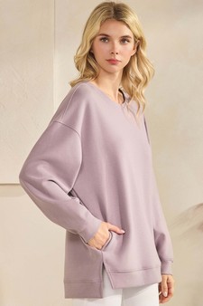 ETA 10/30/25 - Women's Soft Cotton Modal Long Sleeve Crew Top with Pockets style 3